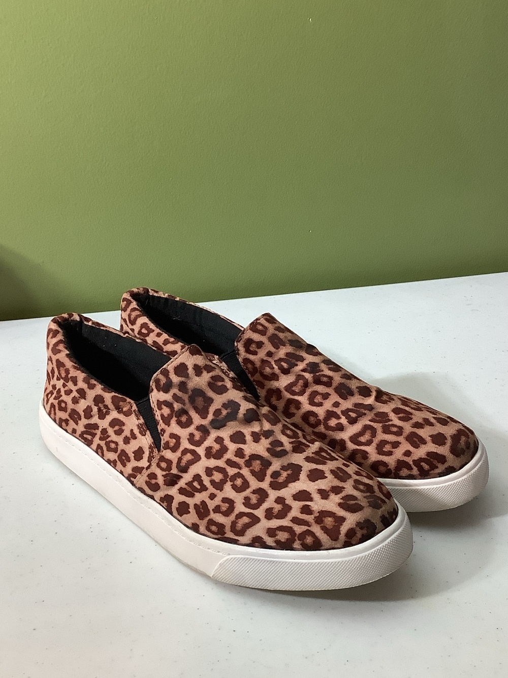 Soda leopard slip ons, size 10